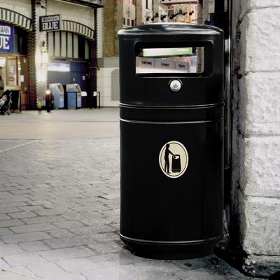 Metal Guppy Litter Bin in Black.